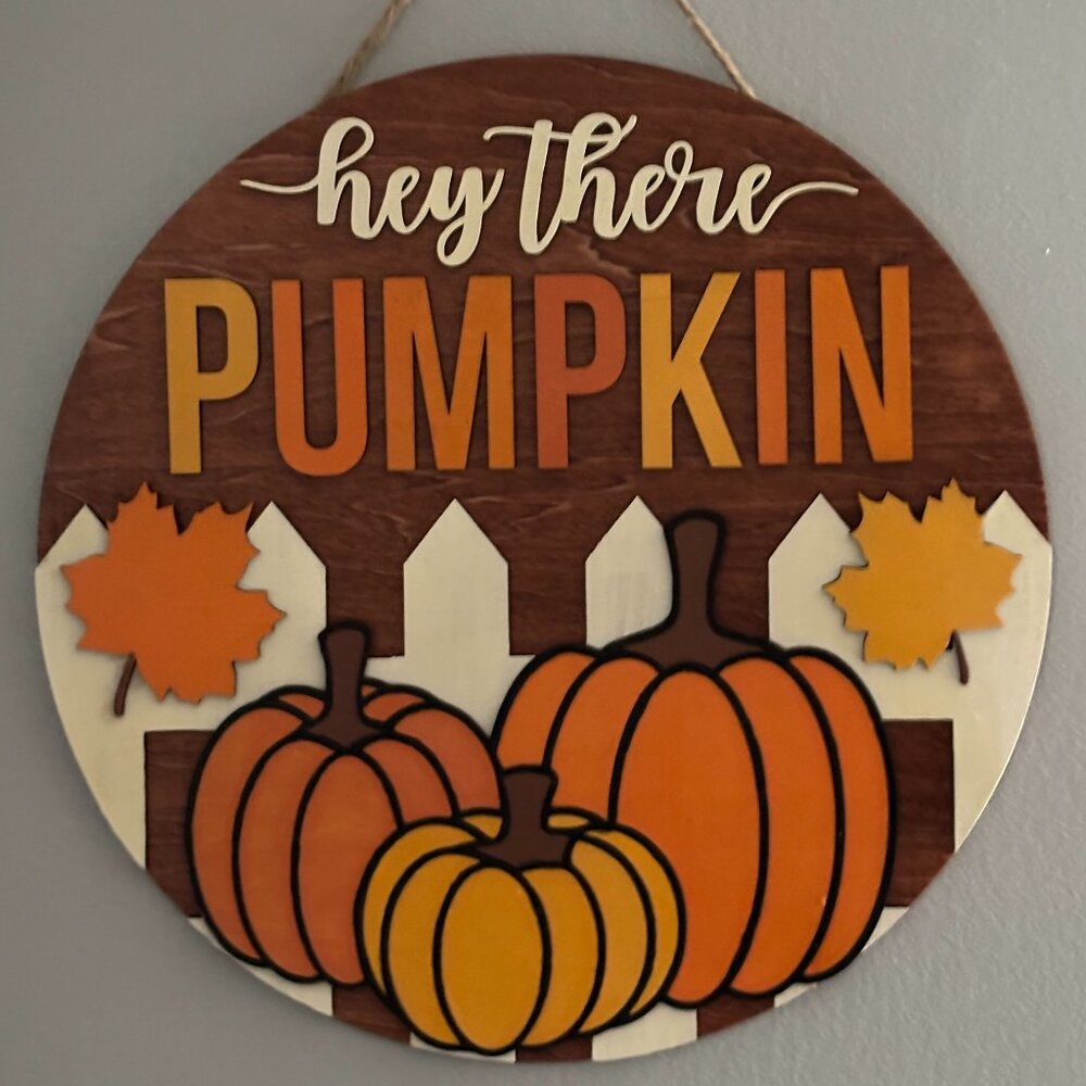 🎃 Hey There Pumpkin Wooden Sign – Rustic Fall Door Décor